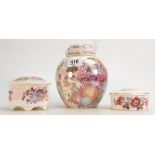 Mason Fruit Basket Patterned items to include: Ginger Jar( height 18cm) and small lidded boxes(3)