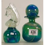 Mid Century Medina Art Glass Figures to include: Knight Chess Piece paperweight and smaller