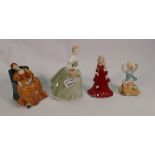 A collection of figures to include: Royal Doulton seconds figures Romance HN2430 (hairline to base),