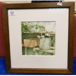 Framed Nigel Ashcroft Watercolour on Paper Titled The Old Green House: 19 x 19cm