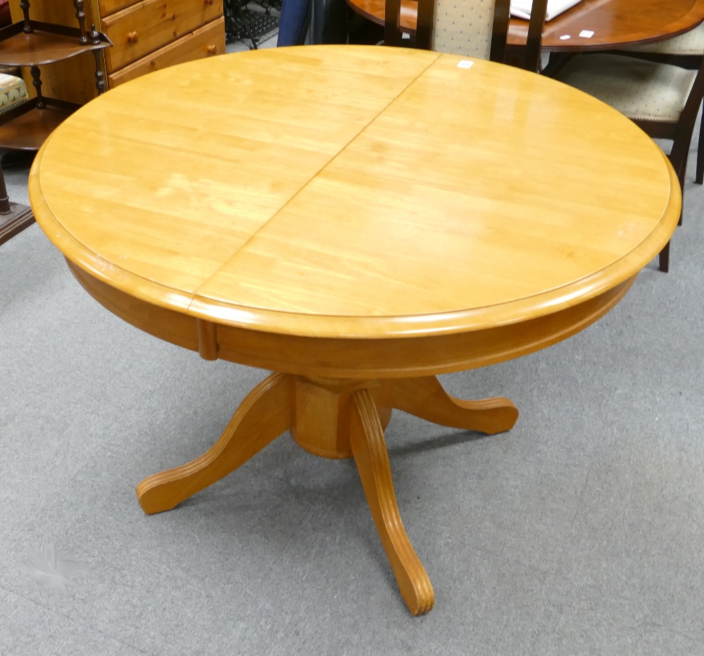 Modern extending Pine Pedestal Table: