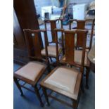 Early 20th Century Set of 4 Oak Dinning Chairs: with pad feet