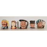 Royal Doulton miniature character jugs: Catherine of Aragon D6658, Henry VIII D6448, John Peel,