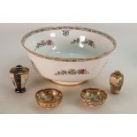 Large Coalport Ming Rose Patterned Footed Fruit Bowl: together wit 4 20th Century Satsuma