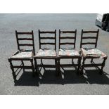 Set of four ladder back chairs: