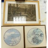 A collection of framed prints to include: Fred Slocome Woodland View together with 2 oriental