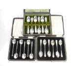 Three Boxed Sets of Silver hall marked Spoons: 162 grams