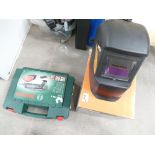 A Bosch PMF180E10 sander: together with Impax welding helmet