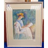 Framed Poelinda Fitzwilliams Watercolour on Paper Titled Summer Notes: 35 x 26.