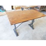 Reproduction cast iron oblong pub table: 75cm height x 120cm width x 68cm depth