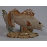 Burslem pottery large limited edition model of a fish by Andrew Hull:height 20cm, length 26cm.