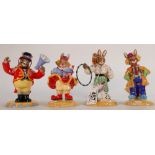 Royal Doulton Bunnykins figures Clarisa the Clown DB331, Clarence the Clown DB332,