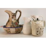 A mixed collection of items to include: Staffordshire Embossed Water Jugs,