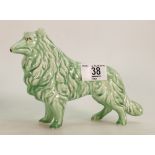 Sylvac Green Art Deco Collie Dog figure, height 13.