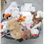 A large collection of stuffed toys: