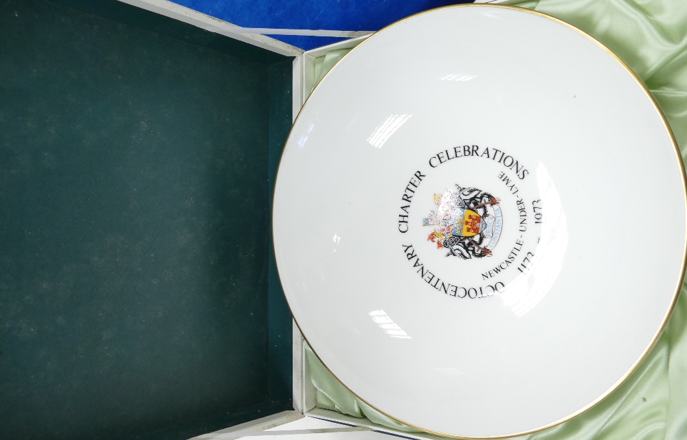 Boxed Minton Newcastle under Lyme Octocentenary Charter Celebrations bowl: diameter 28cm - Image 2 of 2