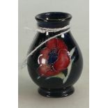 Moorcroft Poppy on Blue Ground small vase: height 5cm