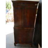 Reproduction Walnut cupboard on chest:
