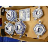 A collection of Copeland Spode blue & white and Italian teapots including: 19th Century item