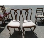 Pair ornate Queen Anne legged Bedroom chairs(2):