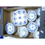 A collection of Coalport blue & white decorated tea ware including: 2 sandwich plates, 4 cups,