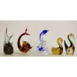 Mid Century Art Glass Figures to include: Fishes,