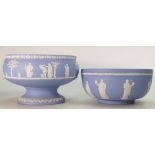 Wedgwood Blue Jasperware Large Footed Bowl: and similar smaller item(2)