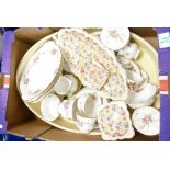 A mixed collection of items to include: floral decorated bramble rose tea ware, sandwich plates,