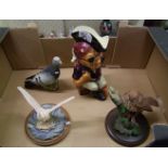 A mixed collection of items to include Shorters large toby jug: Beswick grey Pigeon 1383, John