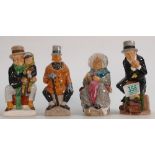 Frankin Mint Dicken Toby Jugs: Mrs Gamp, Mr McGregor, Uriah Heep & Bob Cratchet & Tiny Tim(4)