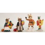 Royal Doulton bunnykins figures: Eskimo, Minstrel DB211, Old balloon seller DB217, Balloon man (4)