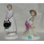 Royal Doulton Nursery Rhymeses figures Polly put the Kettle On & Tom, Tom, The Pipers Son(2)