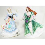 Royal Doulton Ladies of the British Isle Figures England HN3627 & Scotland HN3629(2):