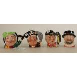 Royal Doulton Miniature Character Jugs: Sairey Gamp, Long John Silver D6512, Walrus and Carpenter