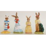 Royal Doulton Bunnykins figures CAddie DB271: 60th Anniversary DB137, Love Heart DB288 and Mother