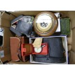 A mixed collection of items to include: Regent Binoculars, cameras, barometer etc