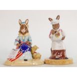 Royal Doulton bunnykins figures : Betsy Ross DB313, Brittania DB219 and Paintress DB465 (3)