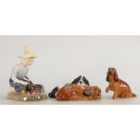 Royal Doulton figures to include: River Boy HN2128, K Series Spaniel, and Pair of Spaniel HN290(3)