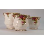 Royal Albert Old Country Rose three planters: height of tallest 13.5cm (3)