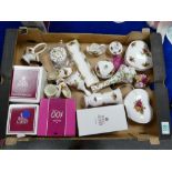 Royal Albert Old Country Rose items to include: novelty shoes, swans, baskets, lidded heart shaped