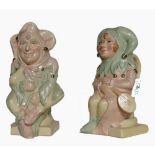 Royal Doulton Toby Jugs Lady Jester D7110 and The Jester D7109 (2):