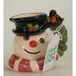 Royal Doulton Miniature Character Jug Snowman Xmas Robin: boxed with certificate