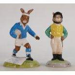 Royal Doulton Bunnykins figures Jockey and Rugby Player: Jockey DB169 and Rugby Player DB318 (2)