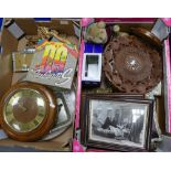 A mixed collection of items to include: picture frames, wall sconces, silver plates items, oak