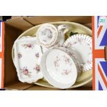 A mixed collection of items to include: Royal Albert moss rose side plates, damaged dimetry tea pot,