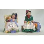 Royal Doulton Character figures: Sweet Dreams HN2380(hairline to base) and Silks and Ribbons