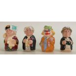 Royal Doulton Doultonville jugs: Mr Litigate, Mr Tonsil, Ref Cossock, and seconds figures Charlie