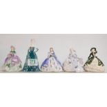 Coalport Small Lady figures Iris, Holly, Cinderella's Ball, Heather and Veronica(5)