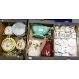 A large mixed collection of items to include Royal Doulton cacharel patterned vases: bowls