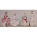 Royal Doulton Small lady figures: The Rag Doll HN2142, Joy Hn3875, Dinky Doo HN3618 and Bo Peep